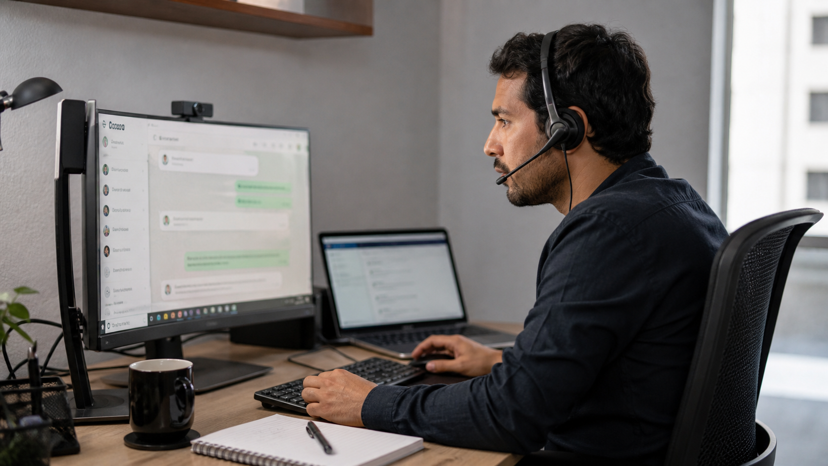 Operador registrando y atendiendo un caso por WhatsApp