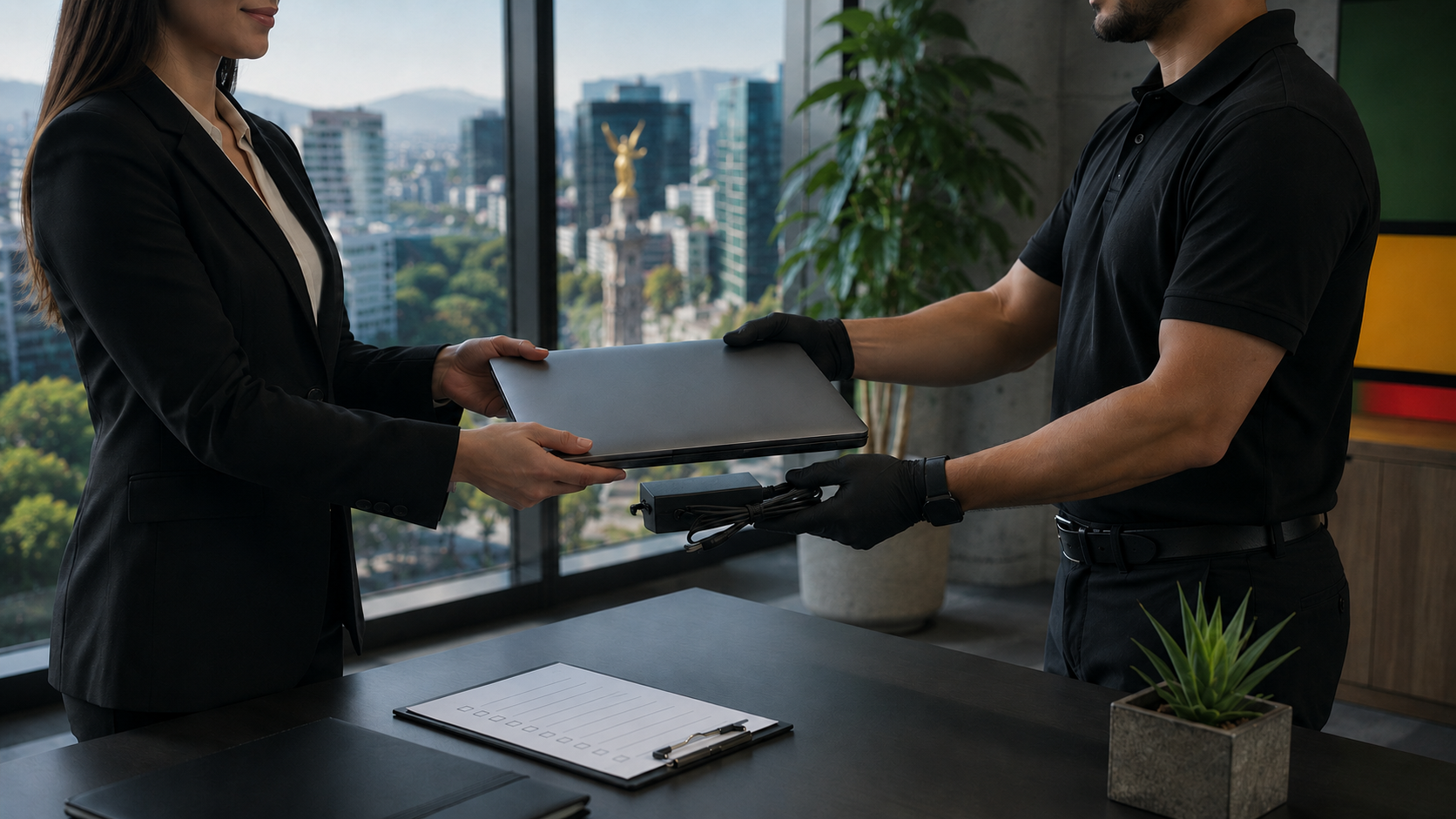 Entrega formal de laptop y cargador para renta autorizada